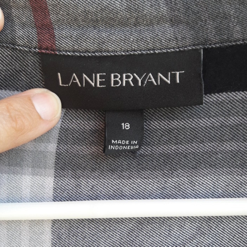 Lane Bryant Cross-Front Plaid Shirt 18 - Picture 3 of 9